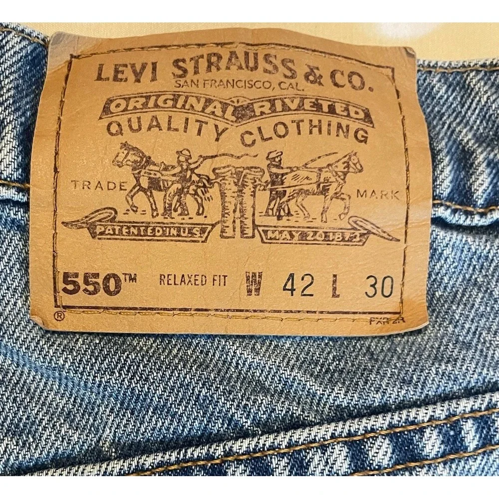 Vintage 90's Levis 550 Jeans Mens Blue Denim 42x30 Relaxed‎ Orange Tab